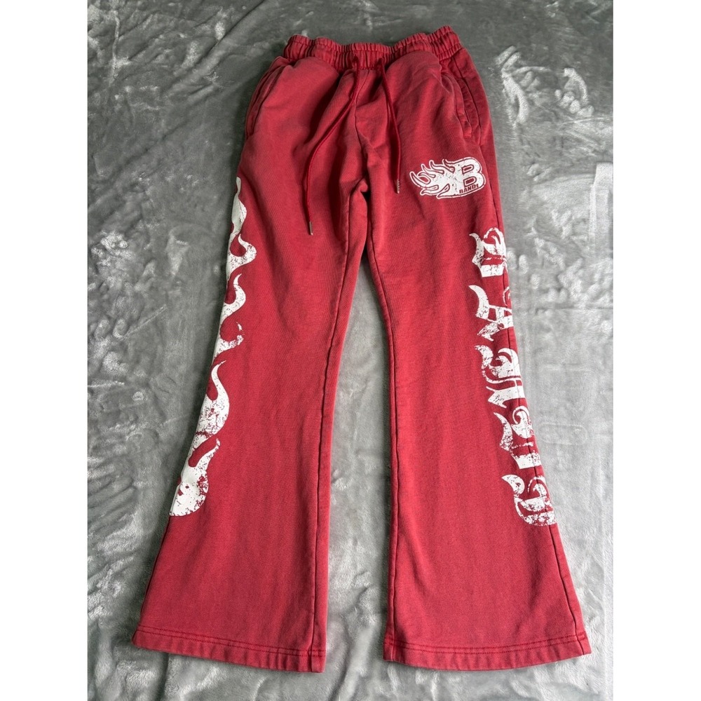 Everything Bandi Flame Graphic Flare Sweatpants Womens S Red Pants